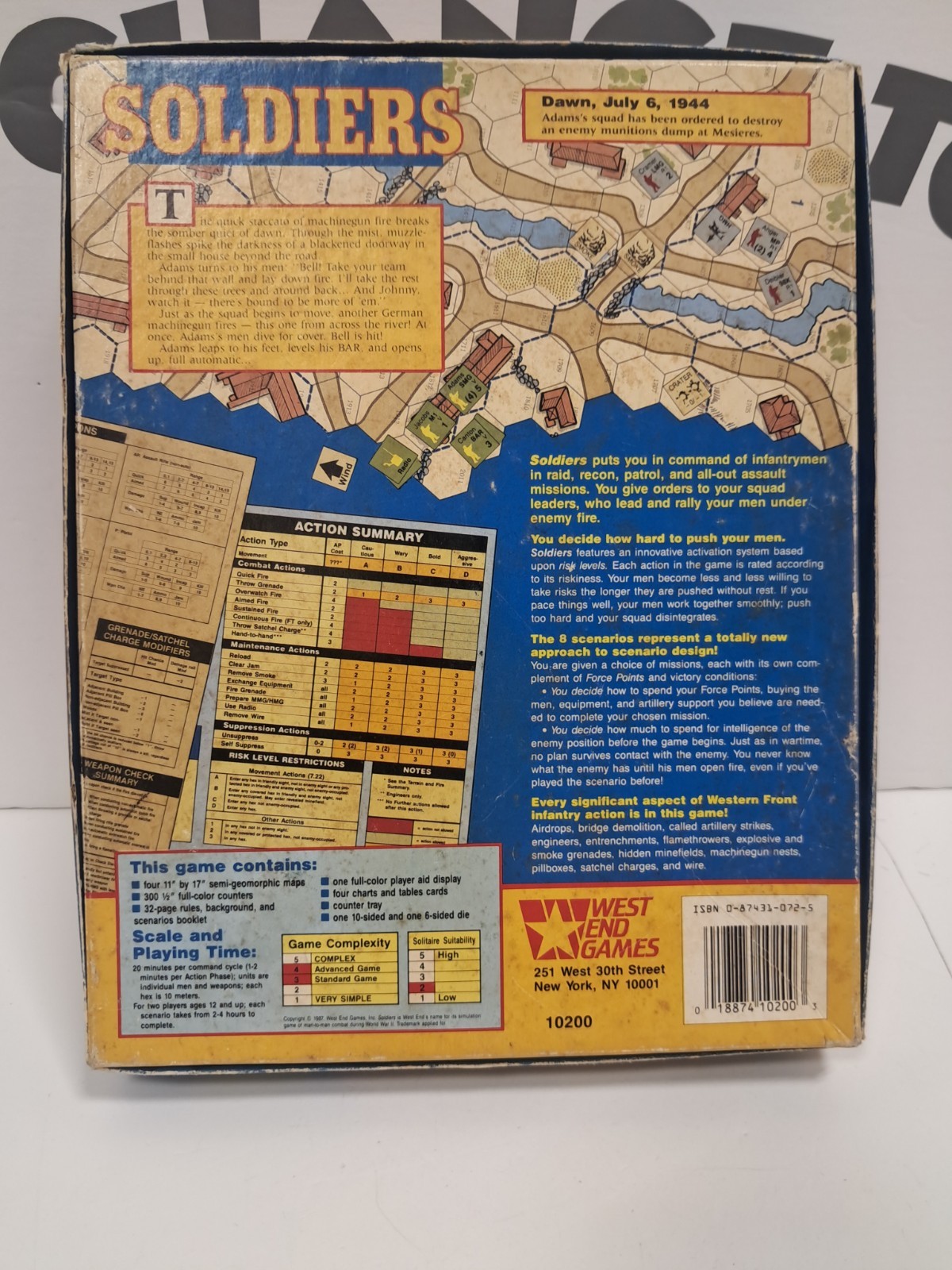 West End Games – SOLDIERS: MAN TO MAN COMBAT IN WWII – Used – With Box – 1987