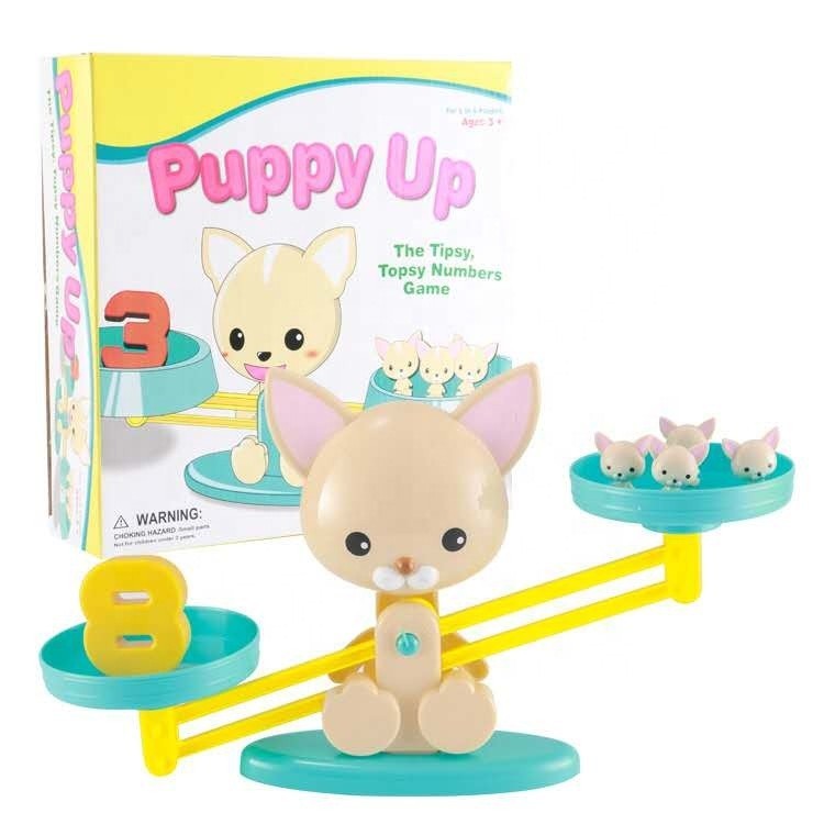 Puppy Up – Ages 3+ -1 to 4 Players-It’s the Tipsy, Topsy Numbers Game