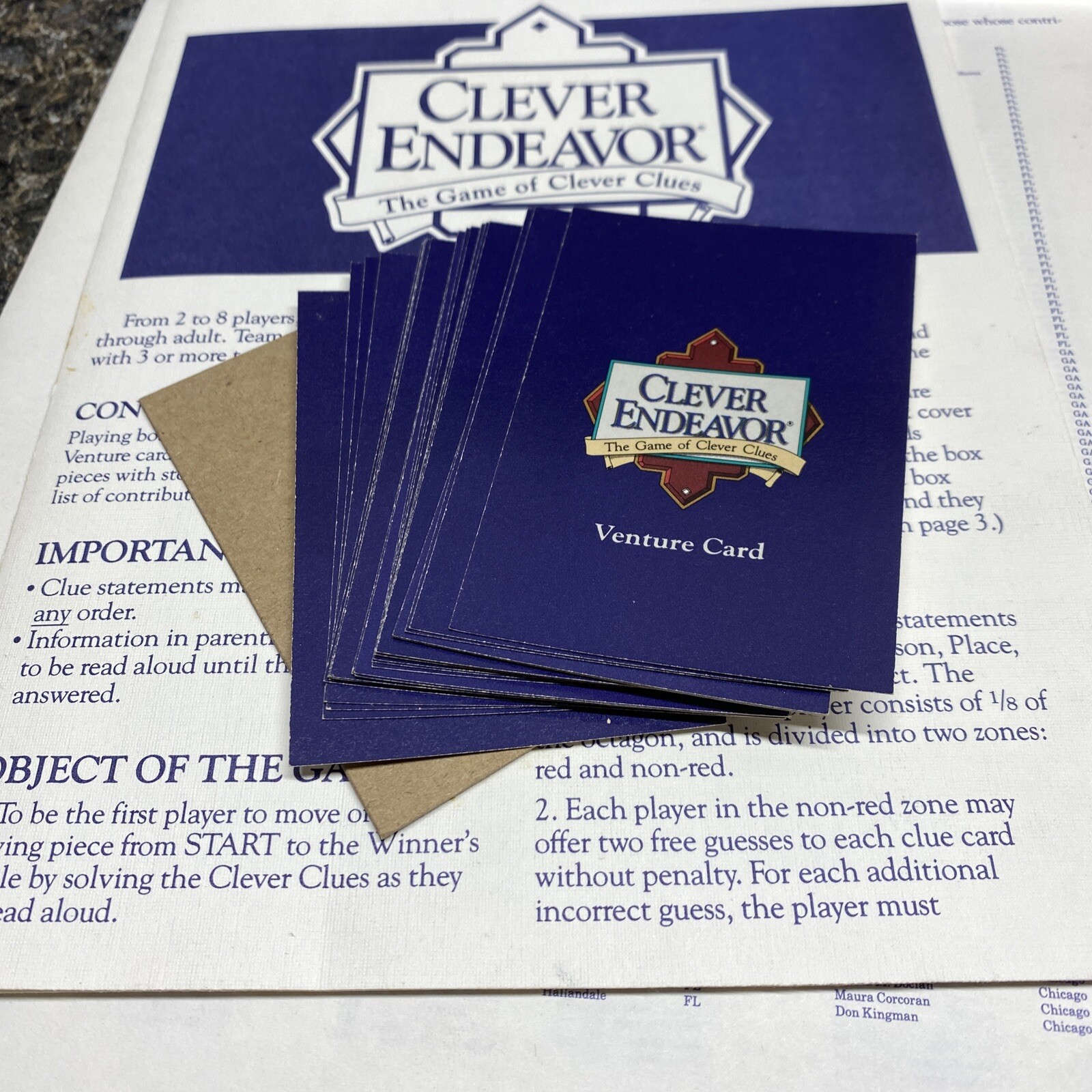 Clever Endeavor The Game of Clever Clues Master Game Deluxe Edition 1989. #908.
