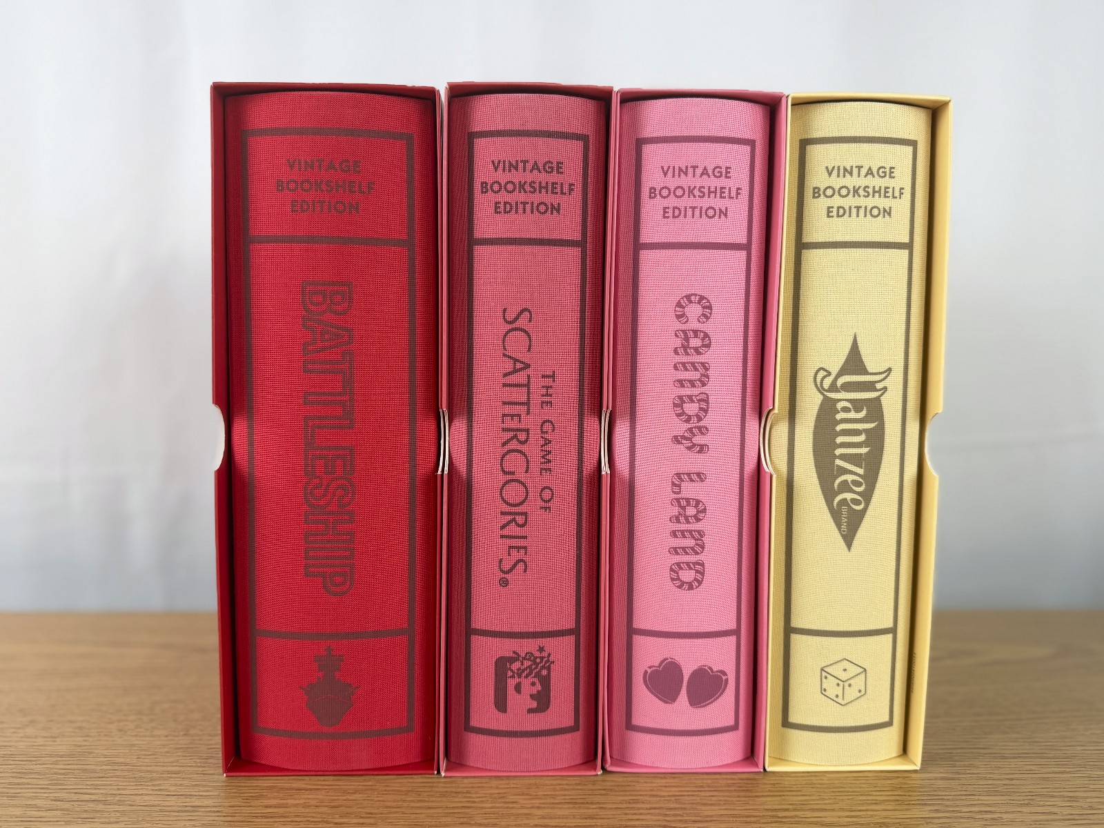 Battleship, Scattergories, Candy Land, Yahtzee Vintage Bookshelf Game Open Box