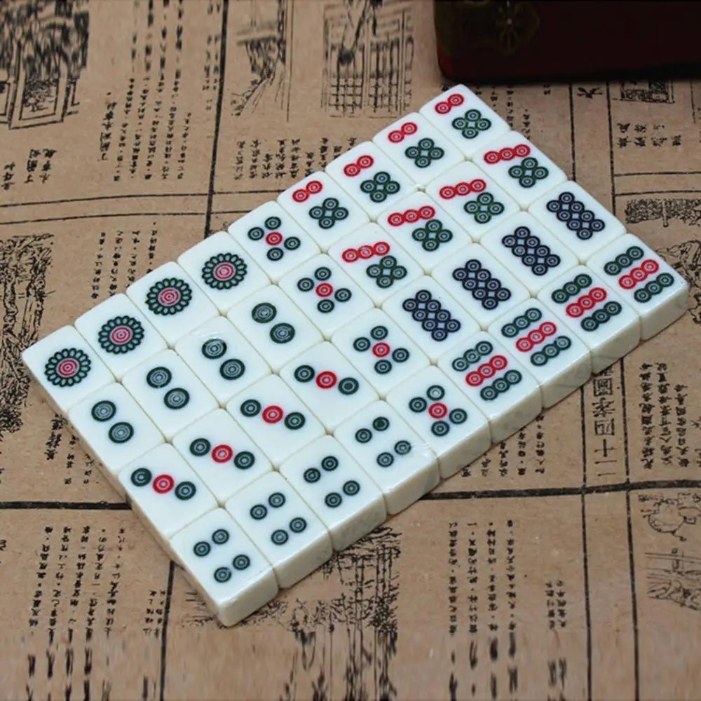 Vintage Chinese Mahjong Set Traditional 144 Tiles Mah-Jong Game Set Case Box USA