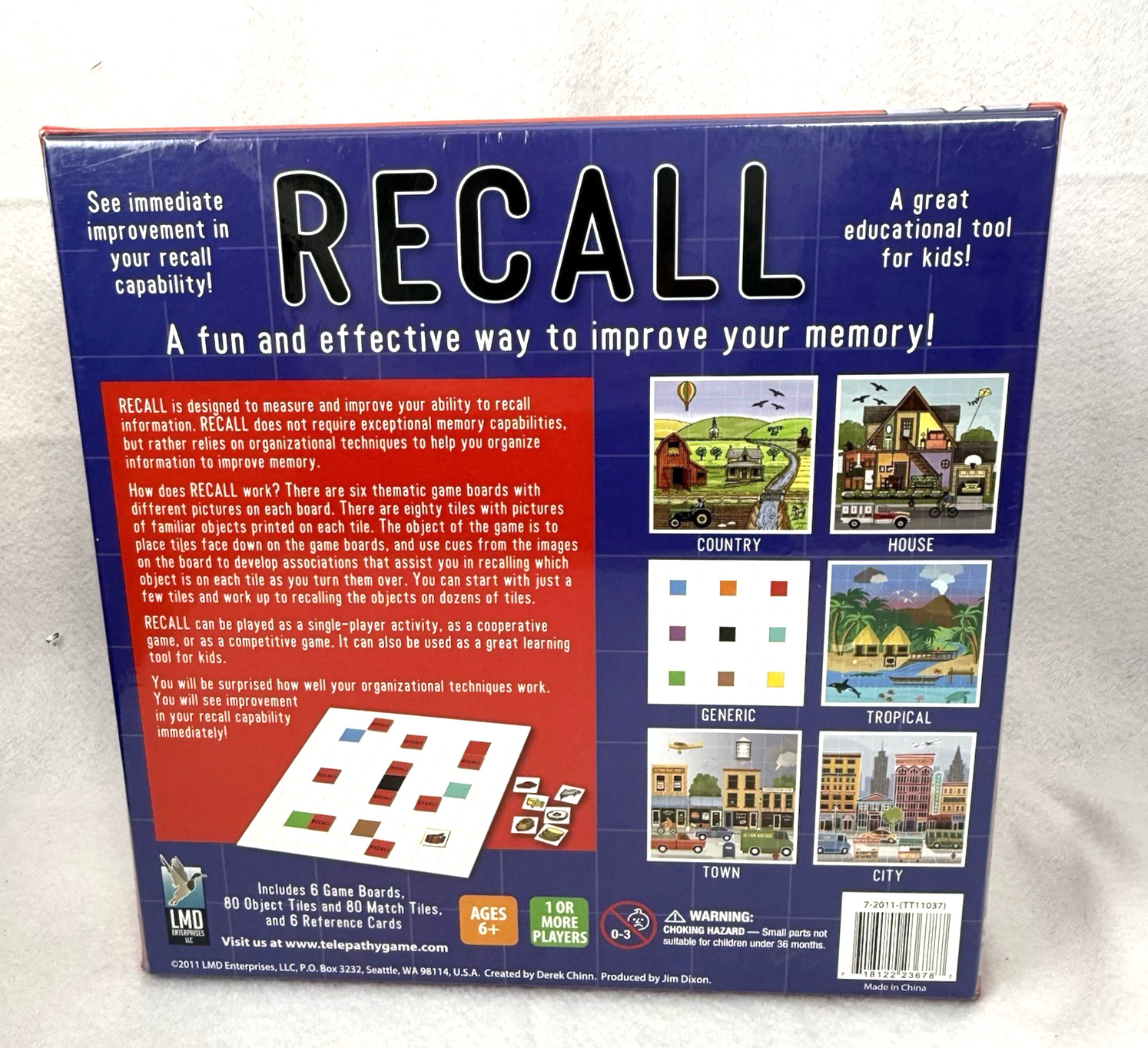 Recall Board Game LMD Enterprises 2011 Memory Improvement 2011 SEALED NOS