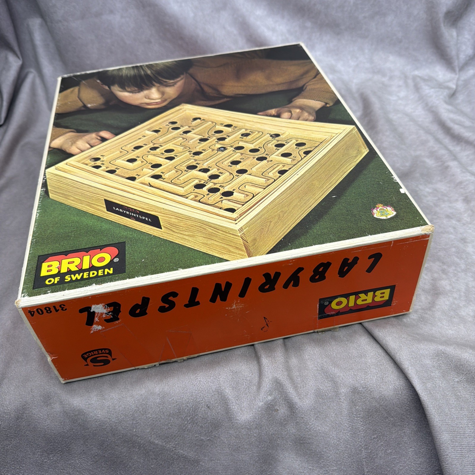 Vintage Brio Labyrinth Wooden Board Game Sweden in Original Box w/ball Works