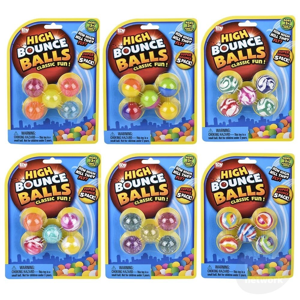 High Bounce Balls – Classic Fun – Pack of Five Balls (Colors Vary)