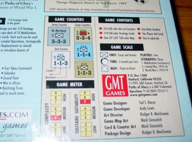 GMT 2001 – PATHS OF GLORY – First World War 1914-18 Game (SEALED) NEW