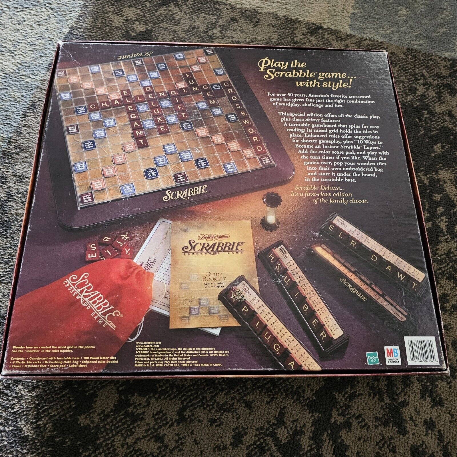 Scrabble Deluxe Collector’s Edition Turntable Crossword Rotating Milton Bradley