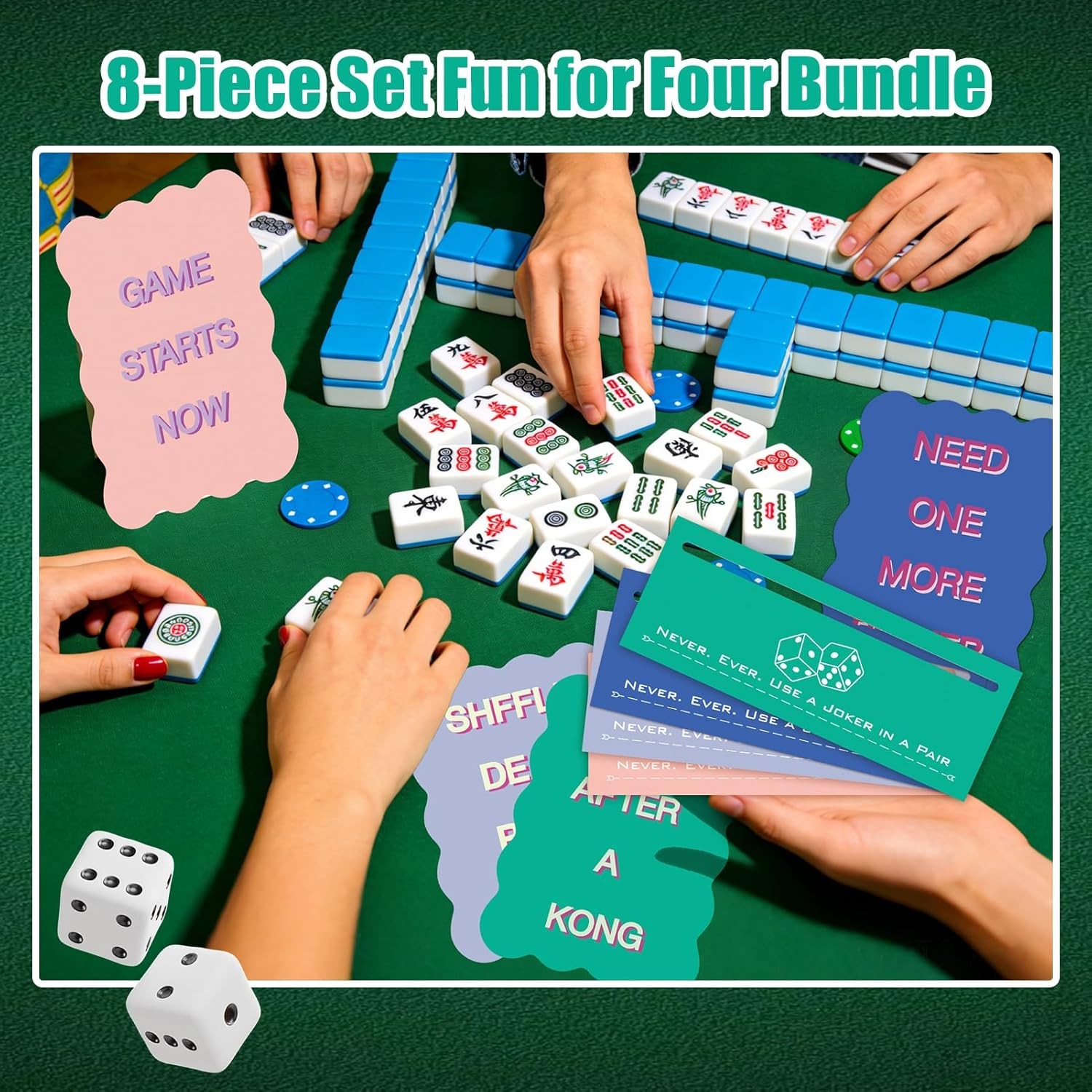 4 Pcs Mahjong Mixer Shufflers and 4pcs Card Line Finder,Thickened PVC Mahjong Ac