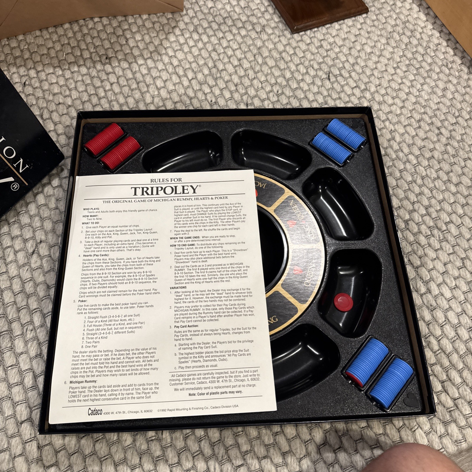 Tripoley Tournament Edition Board Game Cadaco Rotating Tray – MISSING CARDS