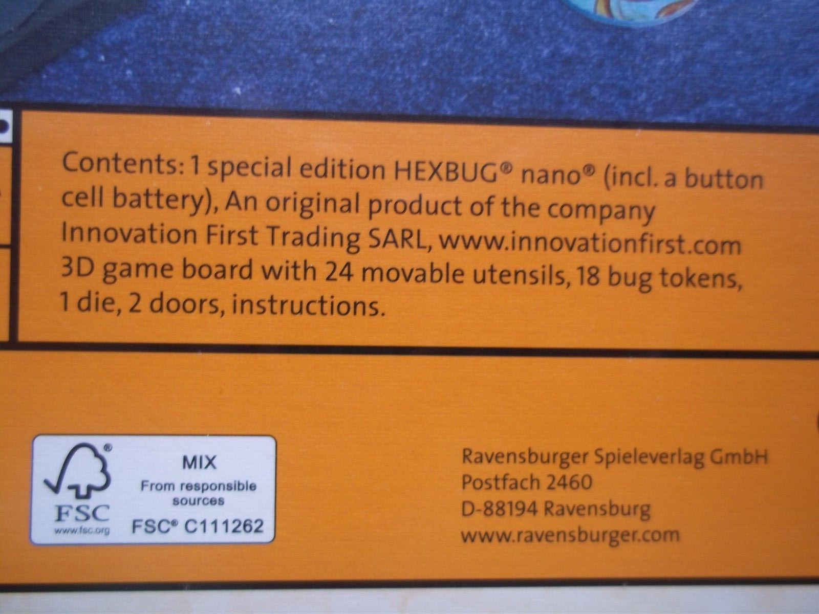 BUGS IN THE KITCHEN Board Game HEXBUG Nano RAVENSBURGER 2013 MFG Czech Republic