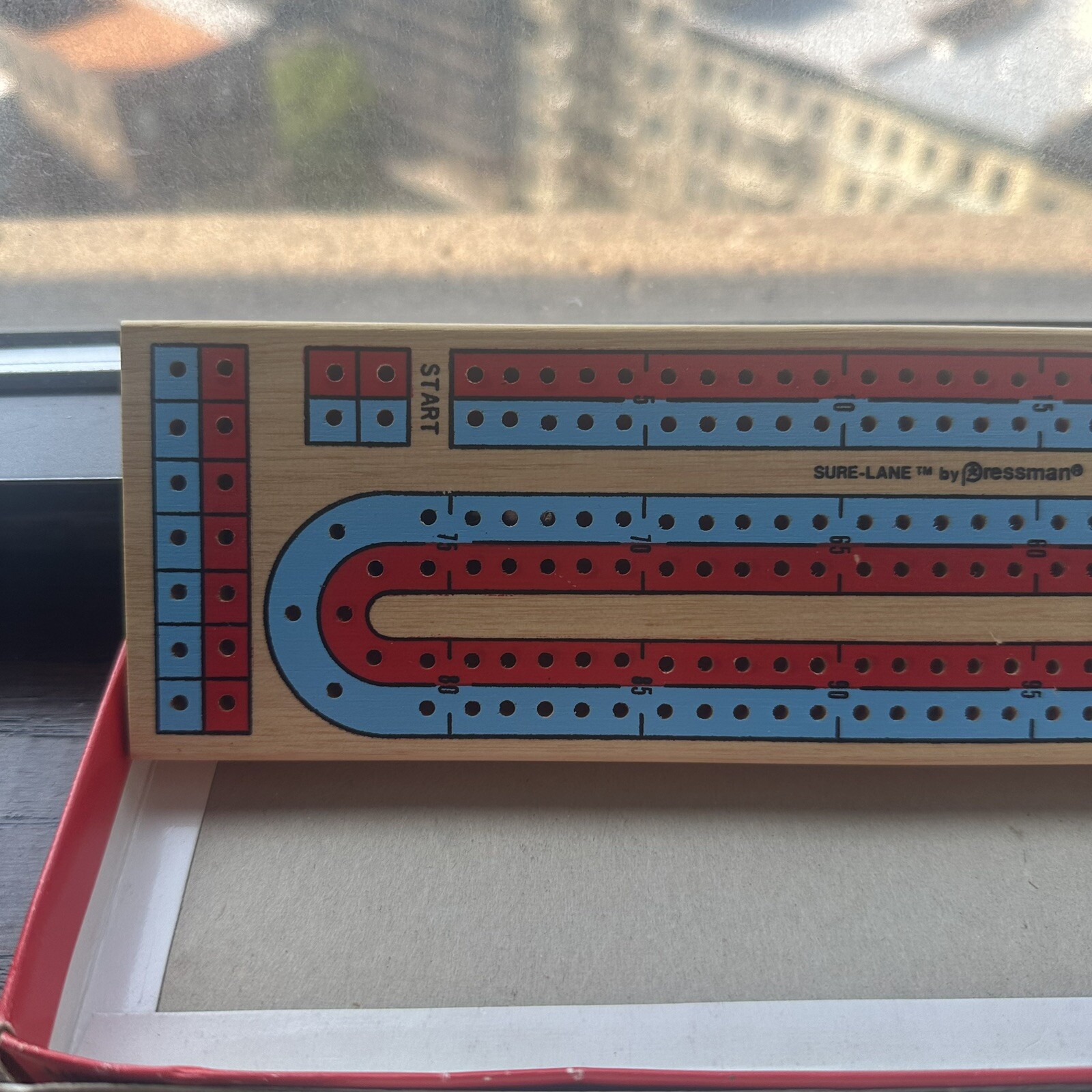 Vintage Cribbage Board Sure-Lane Continuous Track #1010 Solid Hardwood READ
