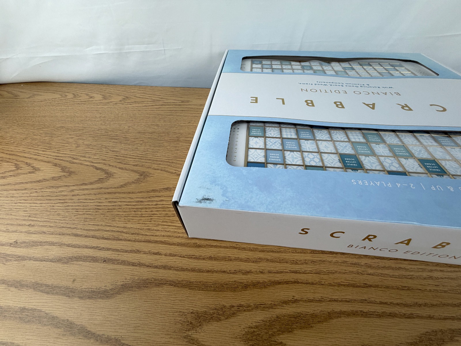 Scrabble Bianco Edition WS Game Rotating Wooden Game Board OPEN BOX