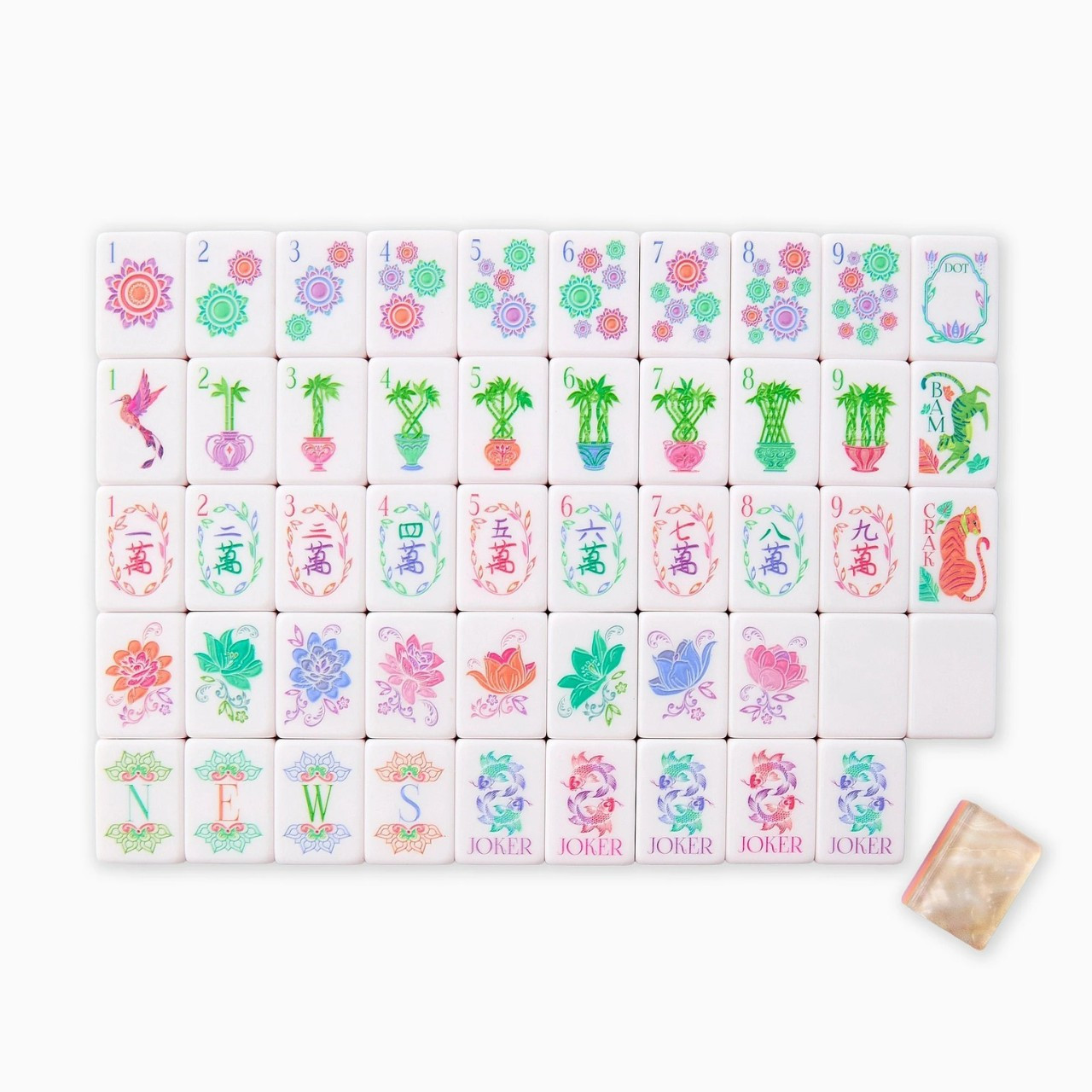 160Pcs 4-Layer Acrylic Pearl Color Engraved American Mahjong Set