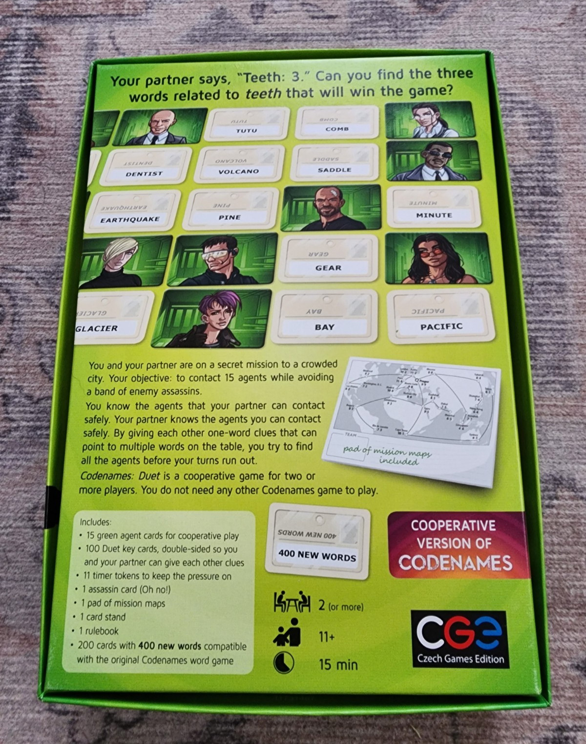 Codenames Duet 2 Player Co-op Board Game 100% Complete Czech Games Edition