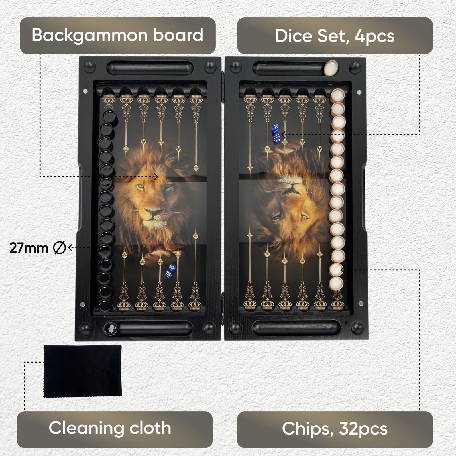 Luxury Glass Backgammon Board Carved Ash Wood Custom Design Milestone Gift Him