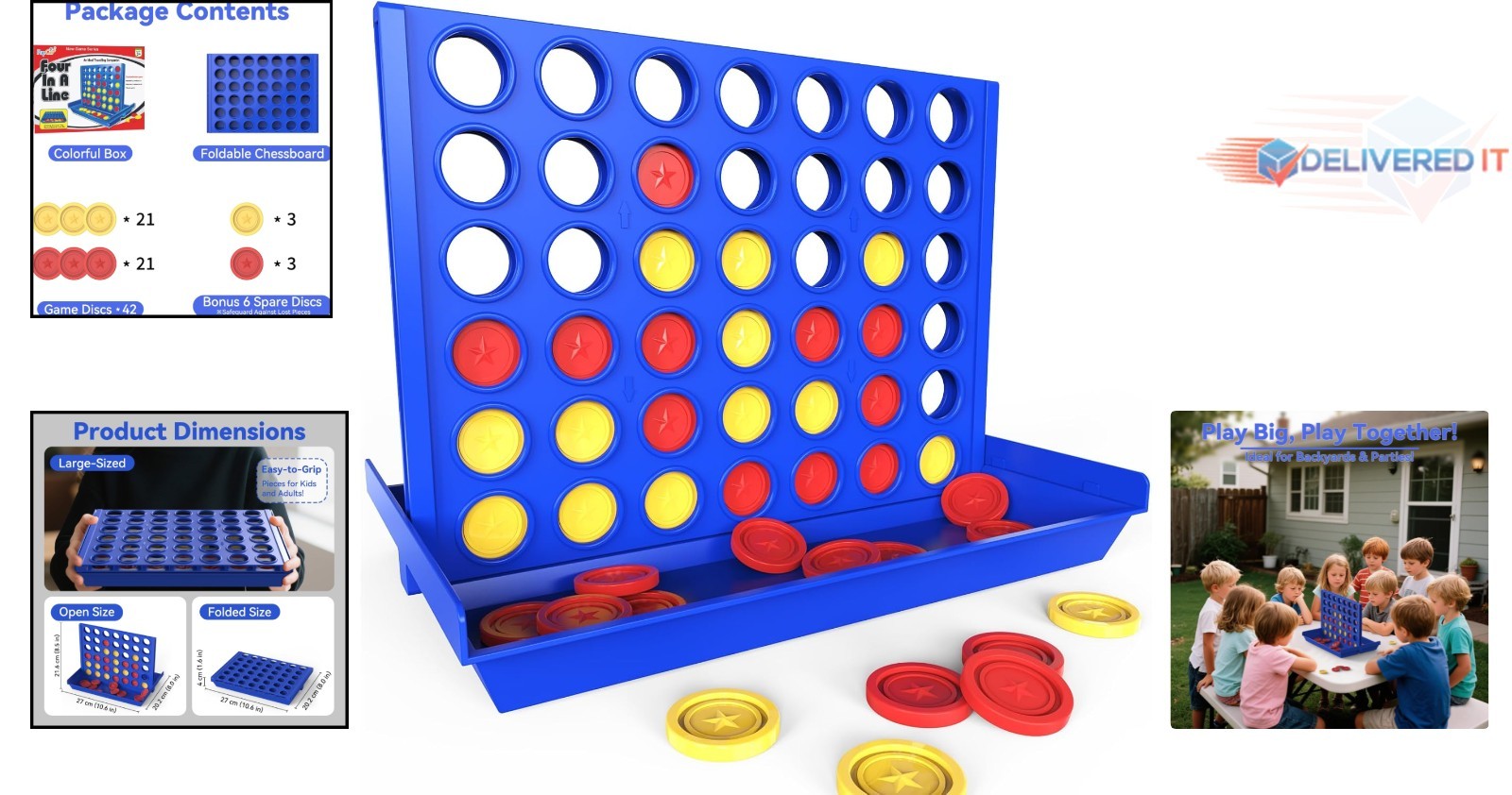 Big Size 4 in a Row Game Kids 3+ Family Indoor Outdoor Yard Camping Game