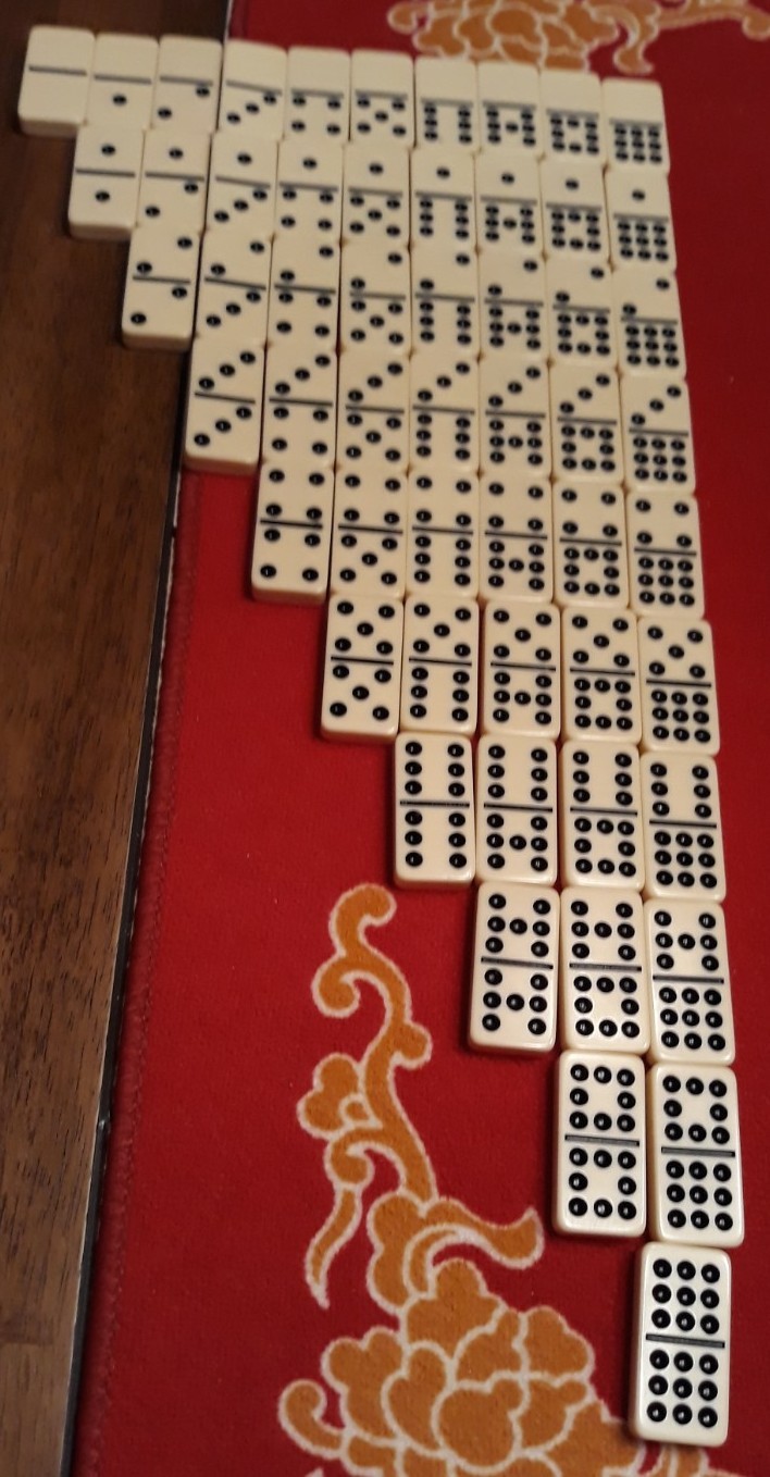 Vintage Domino By Cardinal 55 Pieces 3/8″ Thick DOUBLE NINE Red Vinyl Case AS SH