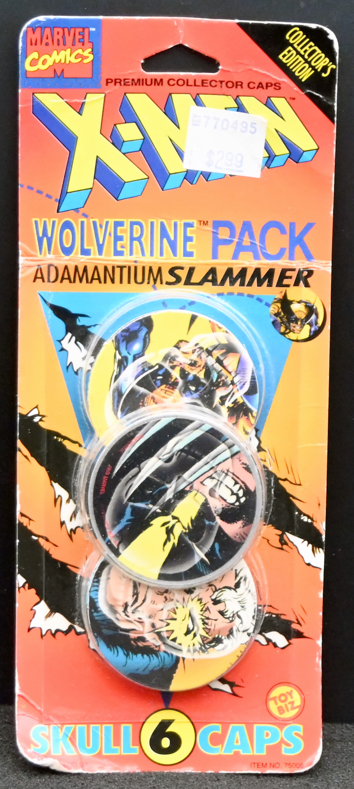 Vintage 1994 X-Men Wolverine Collector’s Edition – Adamantium Slammer & 6 Caps