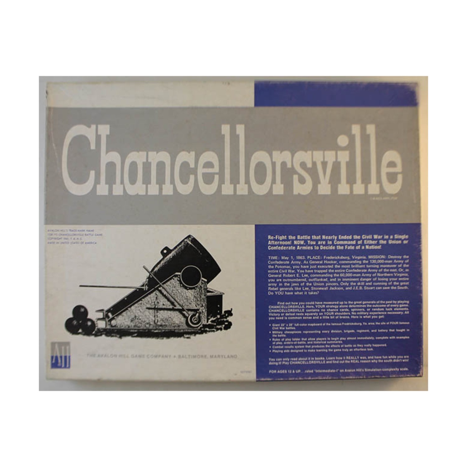 Avalon Hill Civil & ARW Chancellorsville (1st Ed) Box Fair/VG+