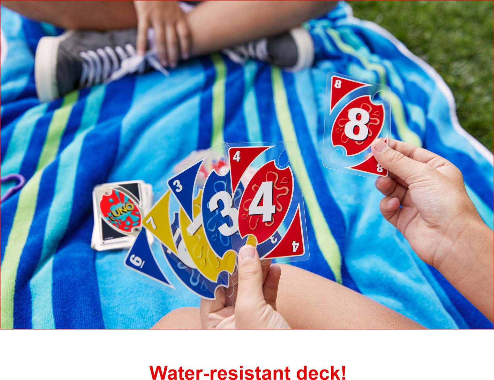 UNO Splash Waterproof Card Game Portable Clip for Travel & Camping Fun