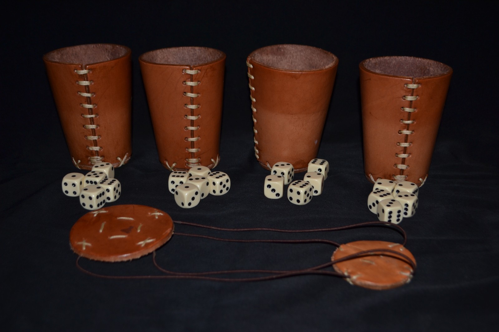 Liars Dice Game Leather Cups Dice Set NEW Disenos Madrid Spain