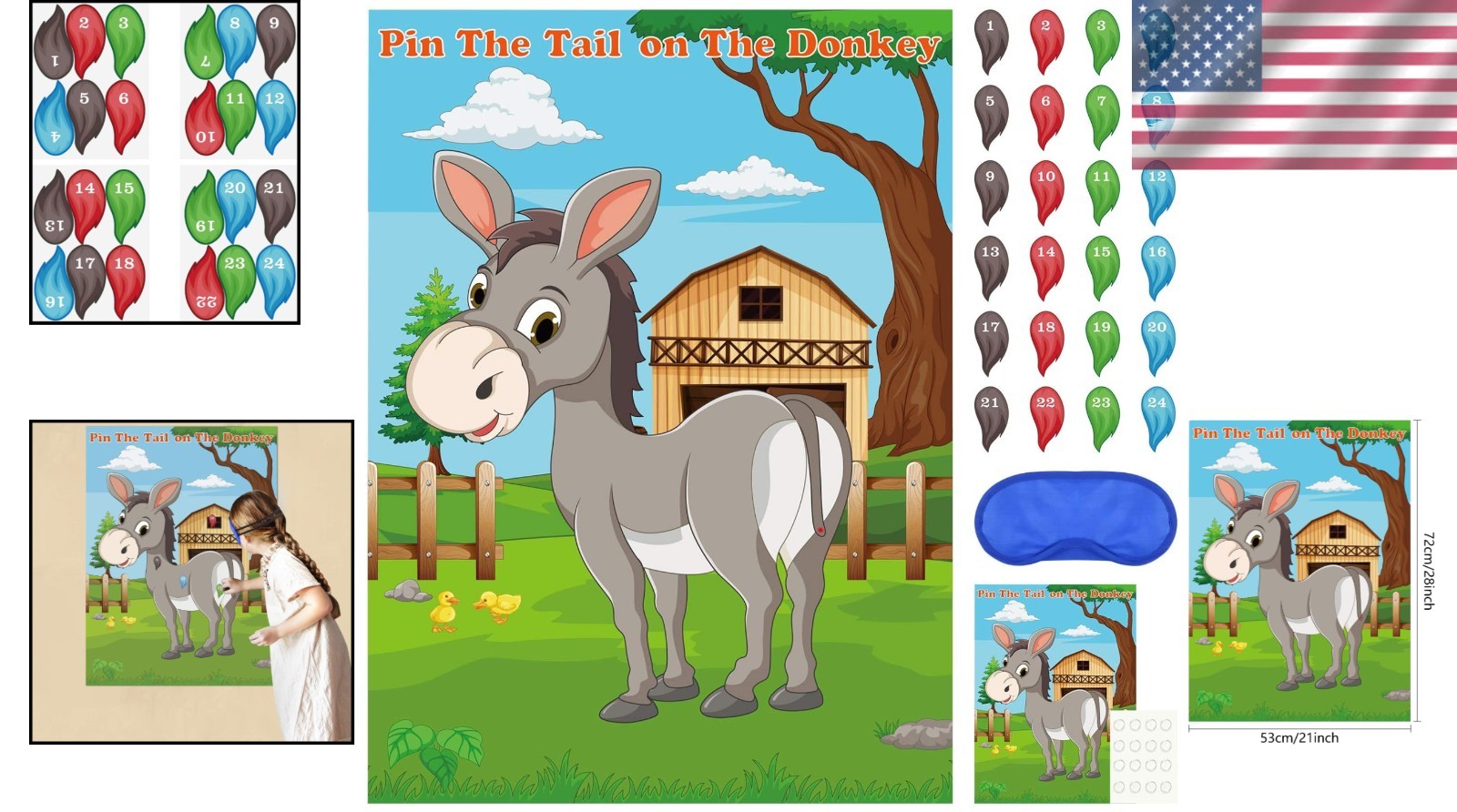 Classic Pin the Tail on the Donkey – Perfect for Birthday and Carnival Parties