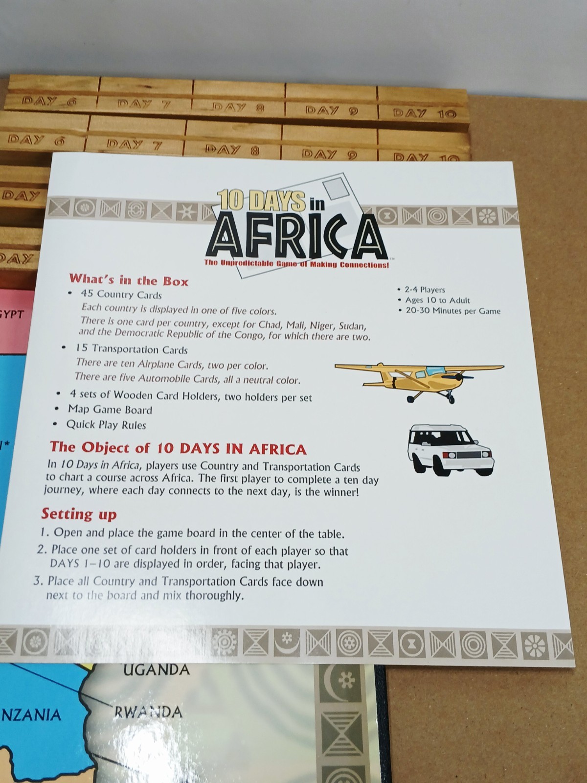 2003 10 DAYS IN AFRICA Board Game = Out of the Box Games = Complete
