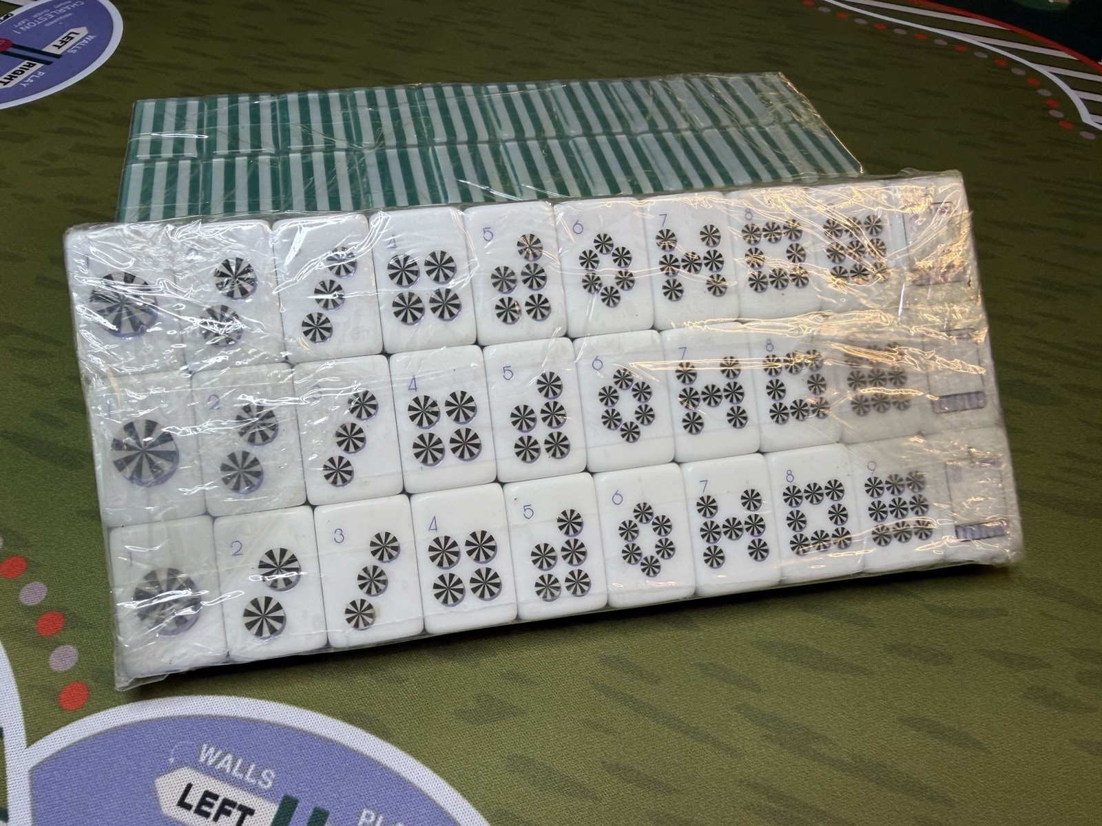 Luxury American Mahjong Set | Green Stripe Tiles + Golf Playing Mat | New