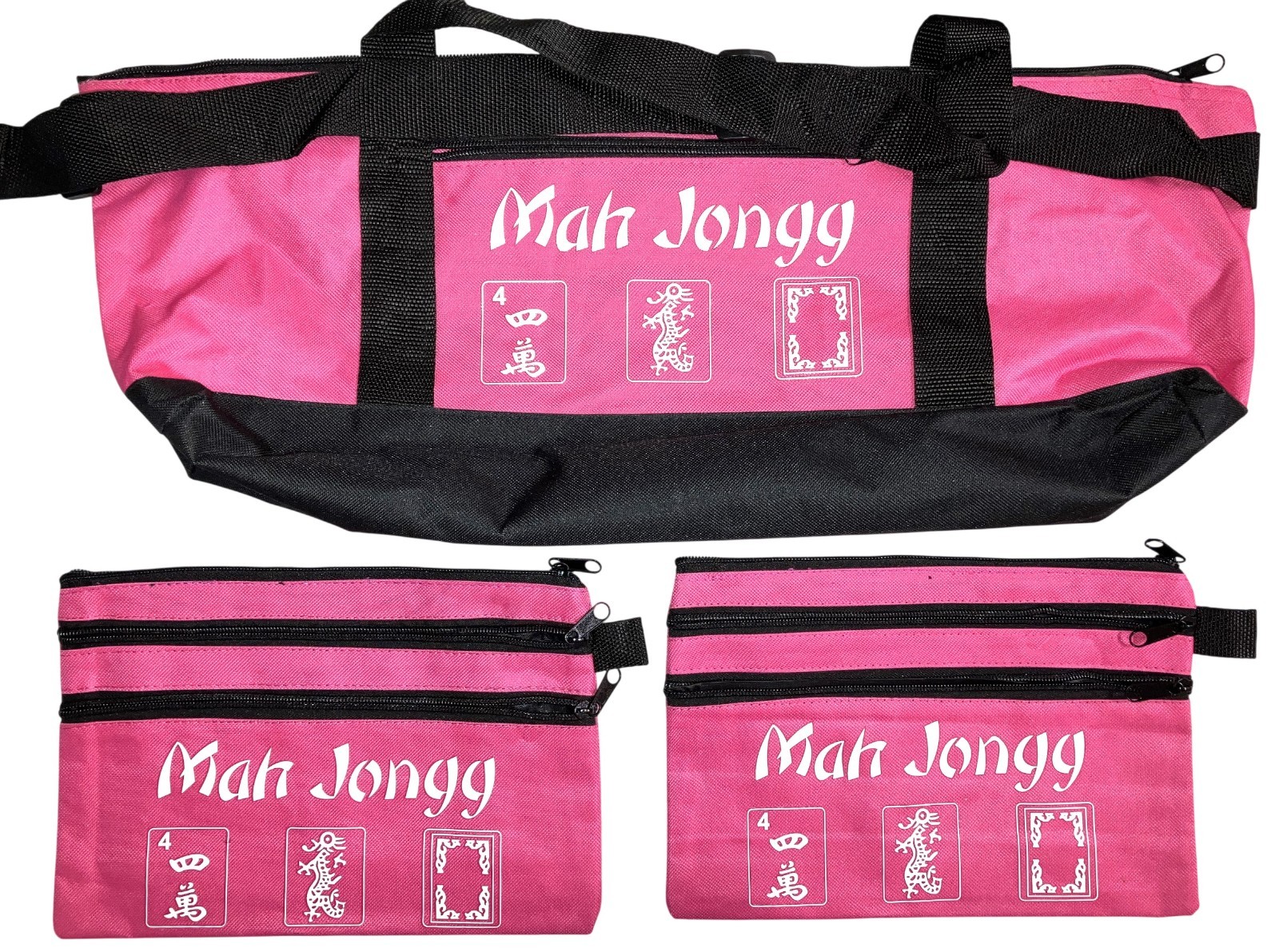 Mahjong Mahj Mah jong Carry PINK Empty Bag + 2 Pouches for Tiles + Bag for Rack