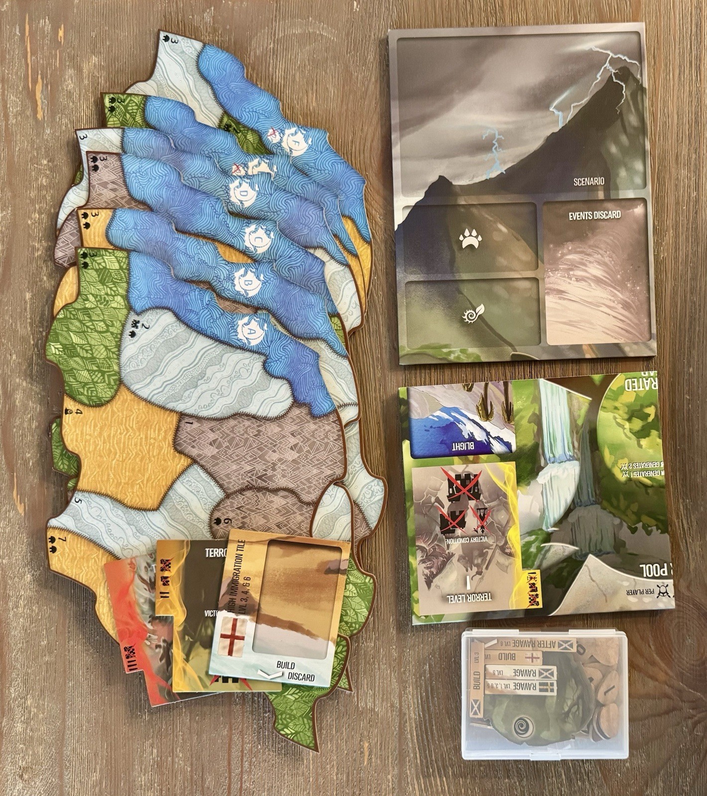Spirit Island Board Game Lot 5 exp Branch Claw Jagged Earth ++ Premium Tokens
