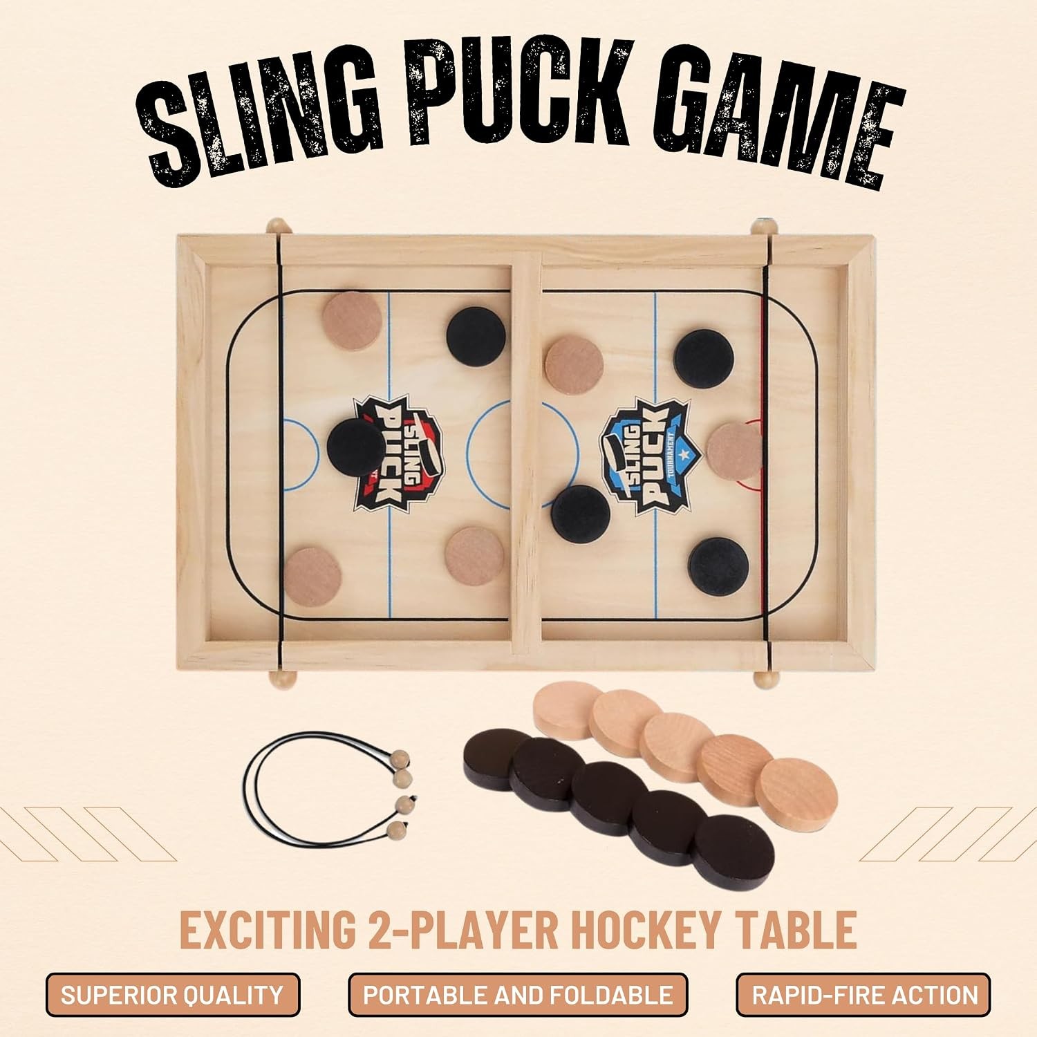 Fast Sling Puck Game – Super Winner Slingshot Board – It Shot 2 Player Hockey