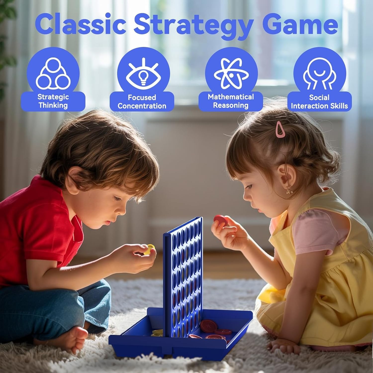 Medium Size 4 in a Row Game for Kids Ages 3+, Classic Family Board Game for K…