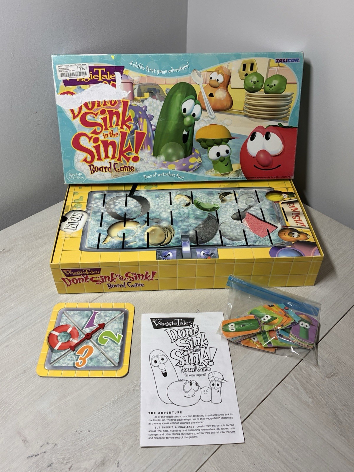 VeggieTales Don’t Sink In The Sink Board Game Talicor 1999 Complete Family VTG