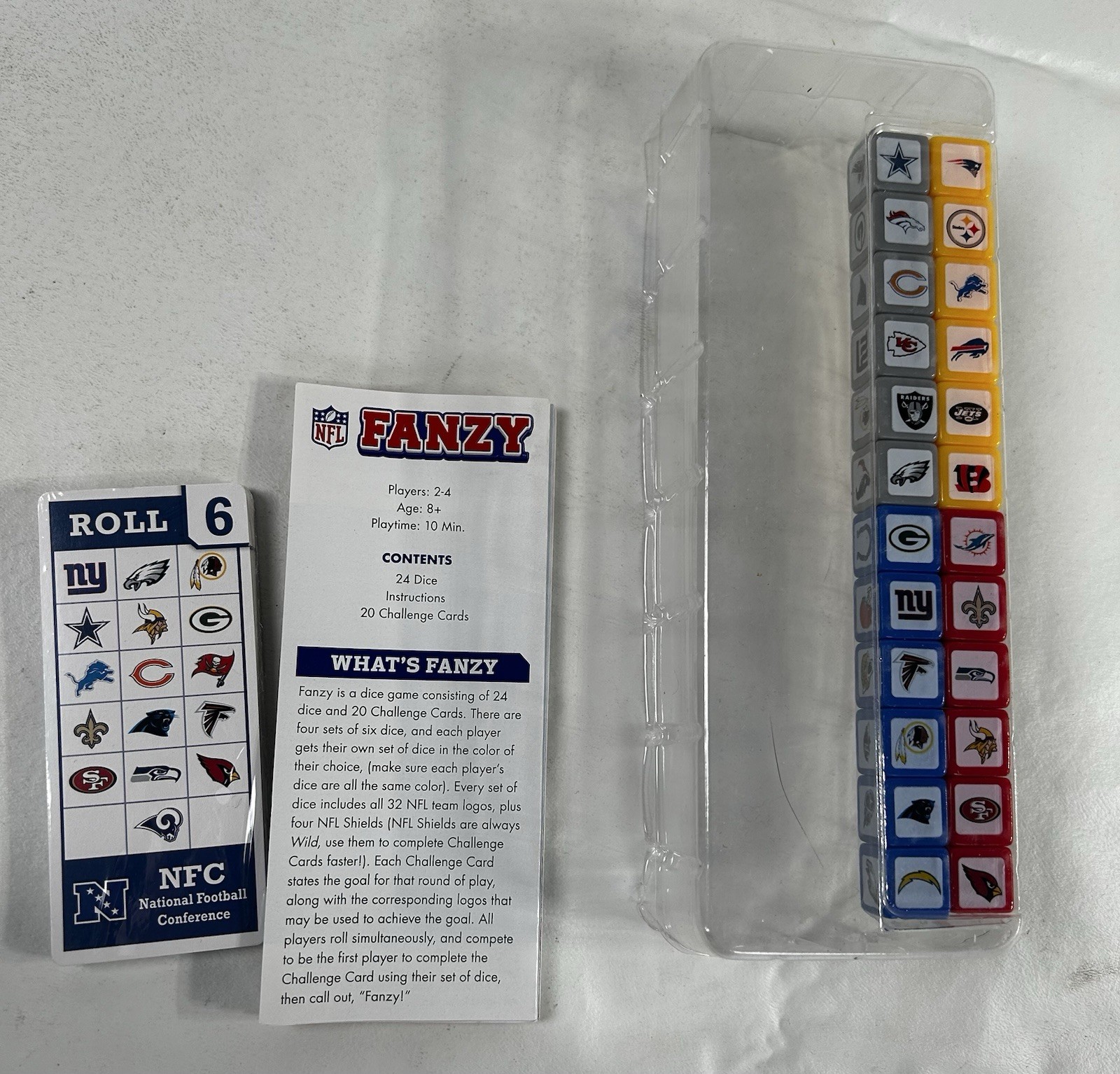 NIB NFL Fanzy Dice/Card Game Fun Frenzied Speed Fast Paced Masterpieces