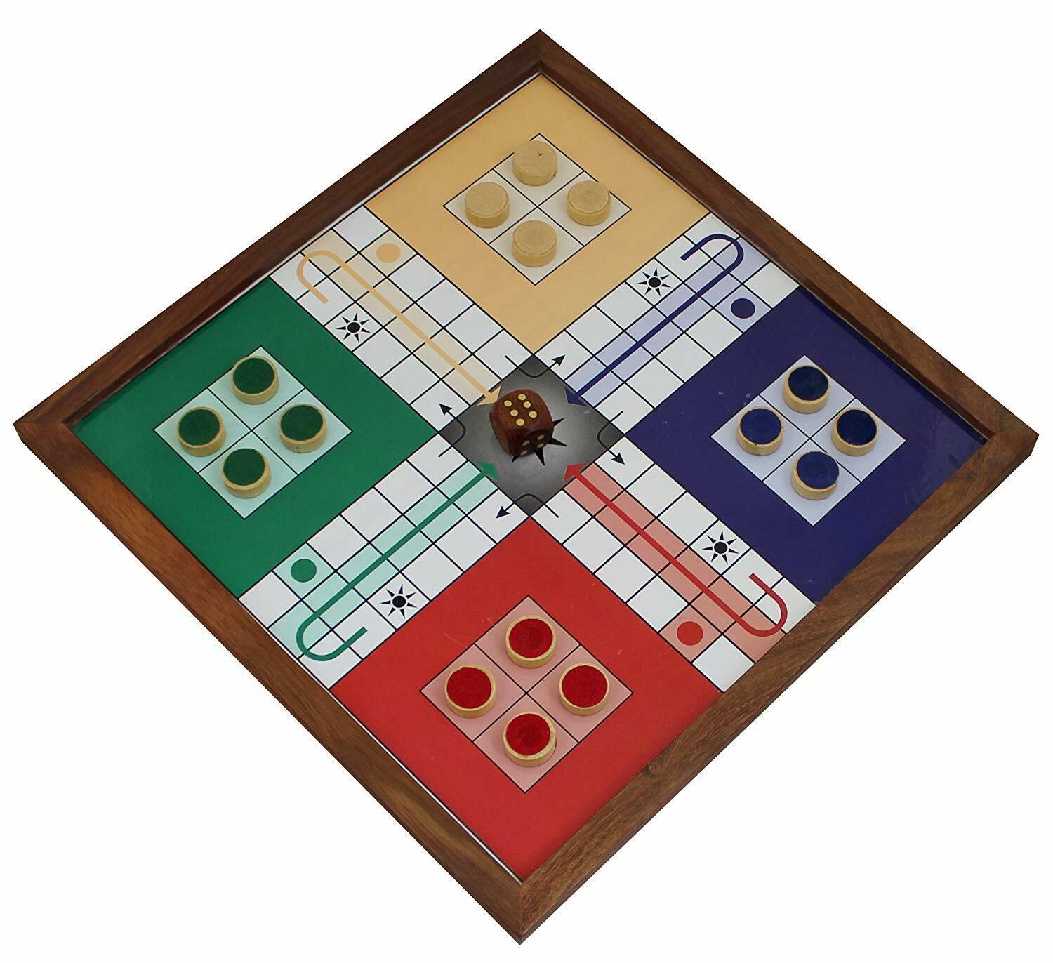 Magnetic Ludo Travel Board Game Handmade Wooden Classic Ludo Set Strategy Game