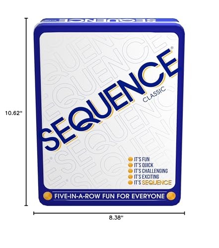Sequence Board Game for 2 to 12 Players Strategy Game in Tin Ages 7 and Up