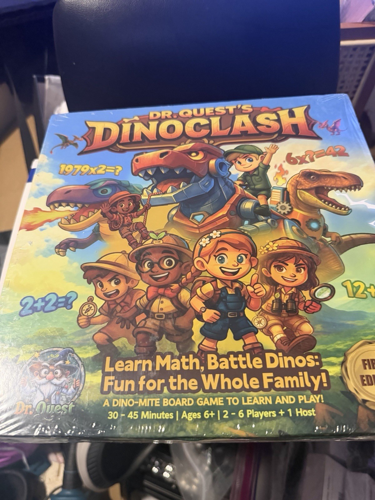 Dr. Quest Dino Clash Educational Math Board Game | Dinosaur-Themed Addition & Su