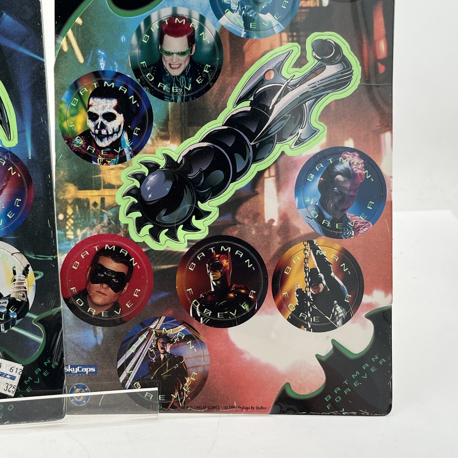 Vintage 1995 Batman Forever SkyCaps Sheet Movie Pogs 2 New And Sealed Cards