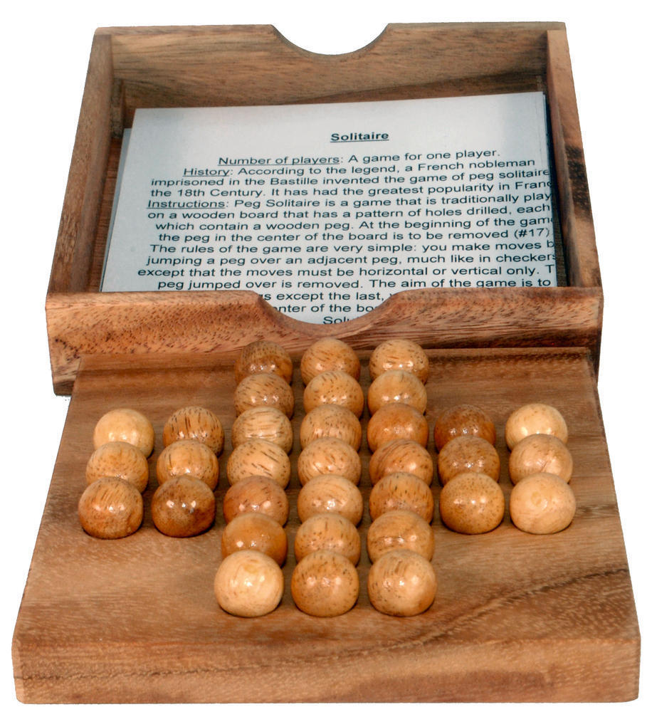 Fair Trade Thai Thailand Wooden Rainwood Solitaire Set in Wooden Box 14x14x3cm