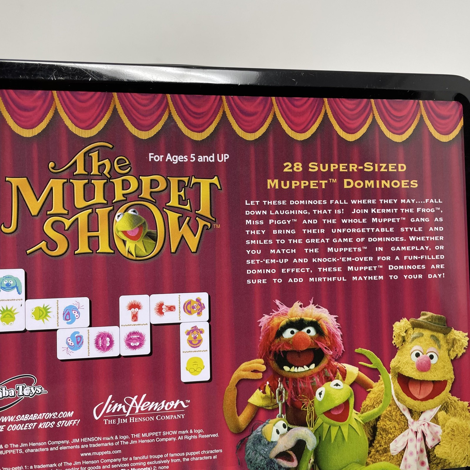 Vintage 2003 Muppet Show Muppet Dominoes Tin Game 28 Super-Sized Sababa Toys