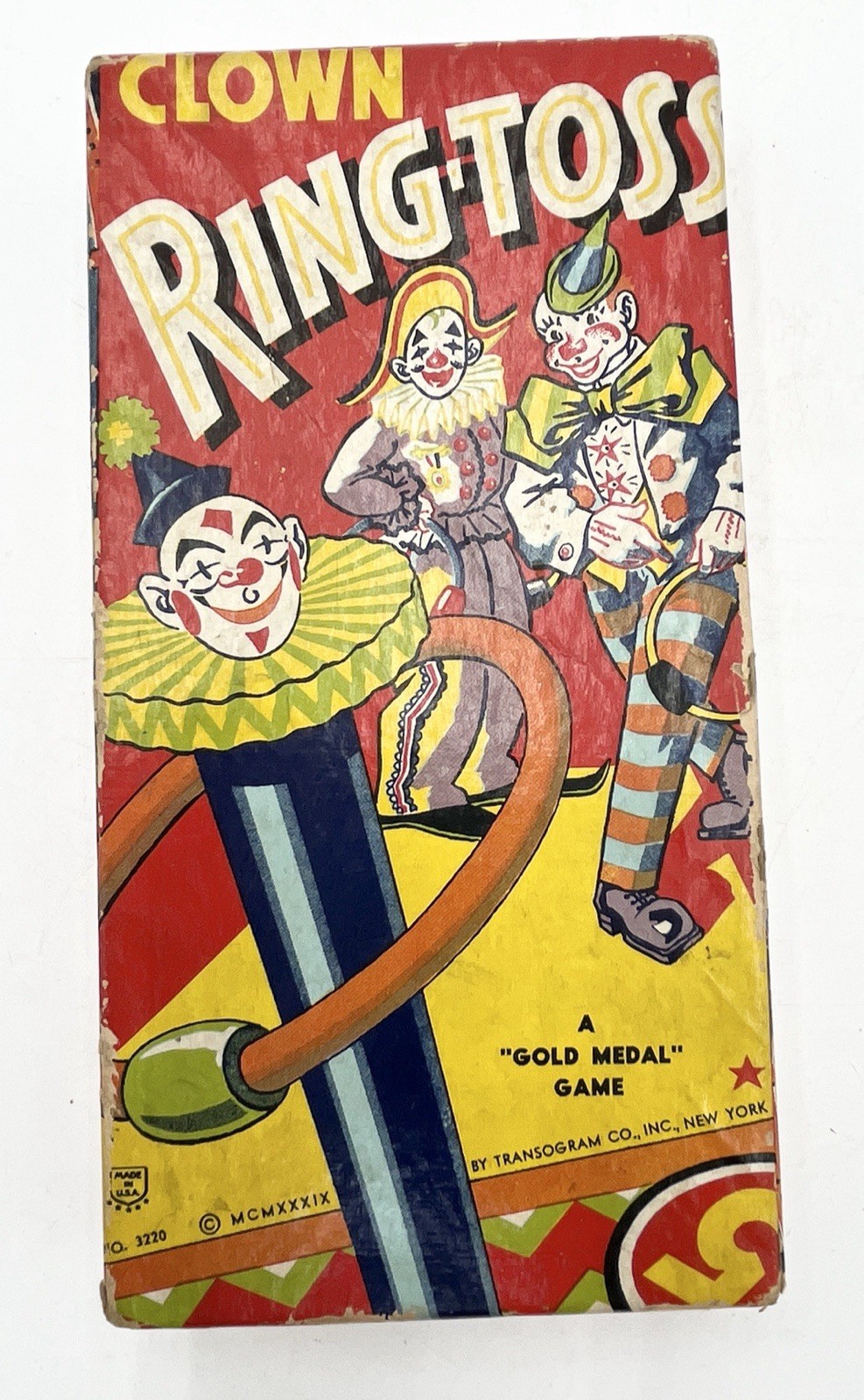 1939 Vintage No. 3220 Clown Ring Toss Game By Transogram Co., Inc NY Made In USA