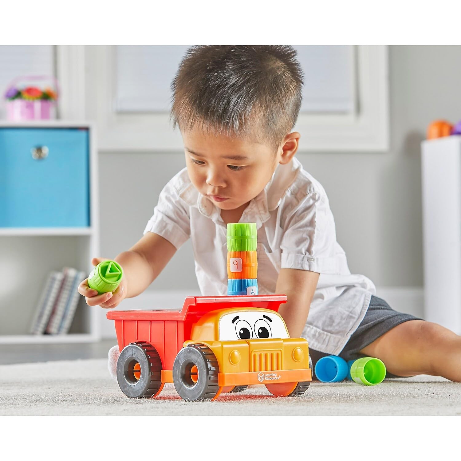 Peg Stacker Dump Truck Toy 10 Pieces Fine Motor Skills Toddler LER9133 Learning
