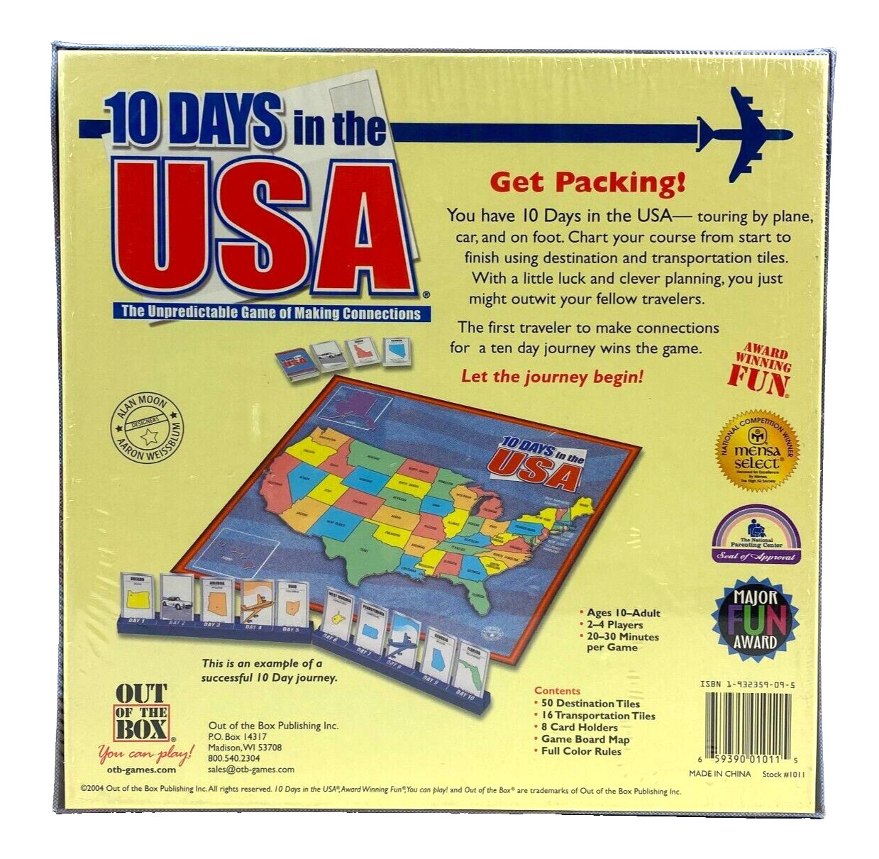 10 Days in the USA -Family Game New Sealed Mensa Select Competition Winner 2004