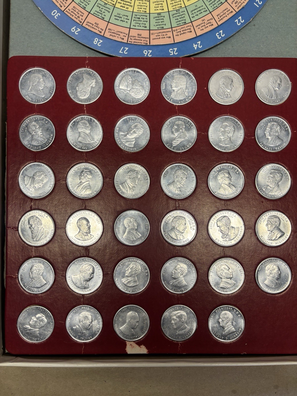 MEET THE PRESIDENTS 1965 QUIZ GAME, COMPLETE, SELCHOW & RIGHTER CO.
