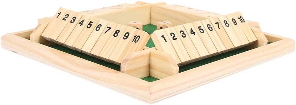 Wooden Dice Board Game Shut The Box for 4 Players Flaps Dices Game Parent-chi-=+