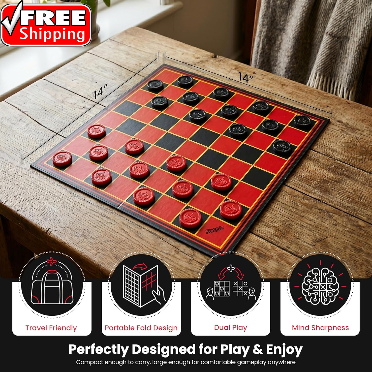 – Multiplayers Strategy Checker Board Game for Kids & Adults – Portable Educatio