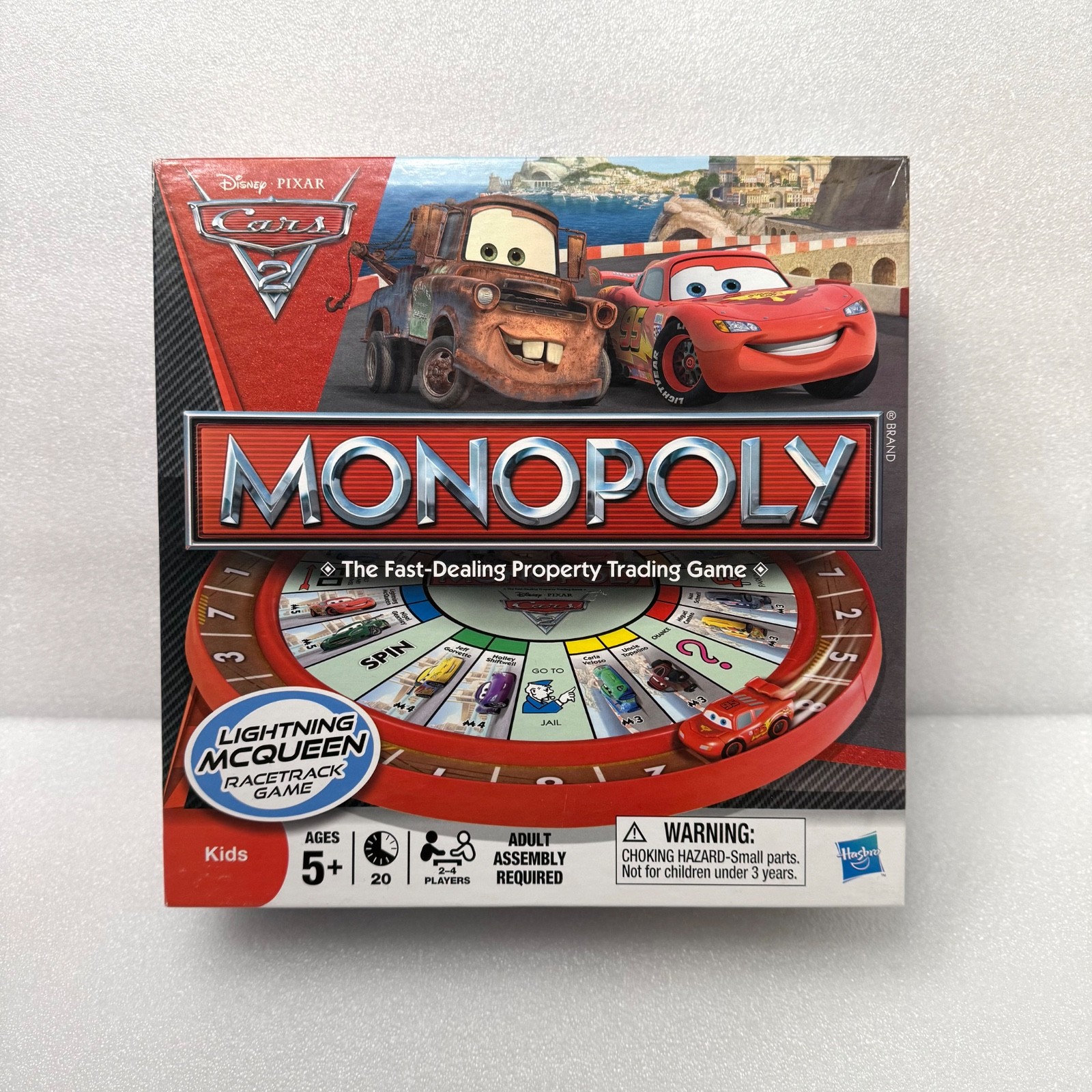 Disney Pixar Cars 2 Monopoly Game Lightning McQueen Racetrack Game New Open Box