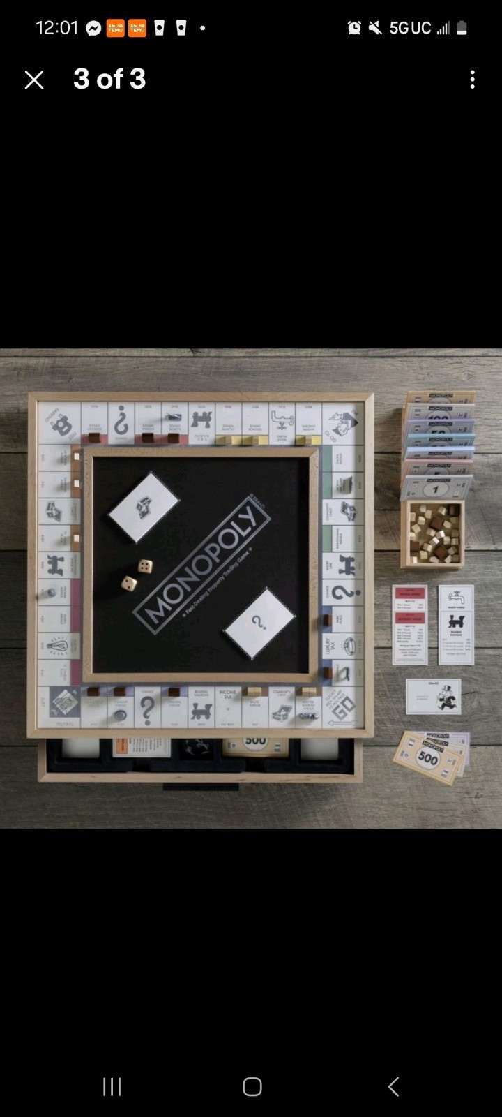 Monopoly Luxe Maple Edition Wood Cabinet Game Board Luxury Premium 2016 Sealed