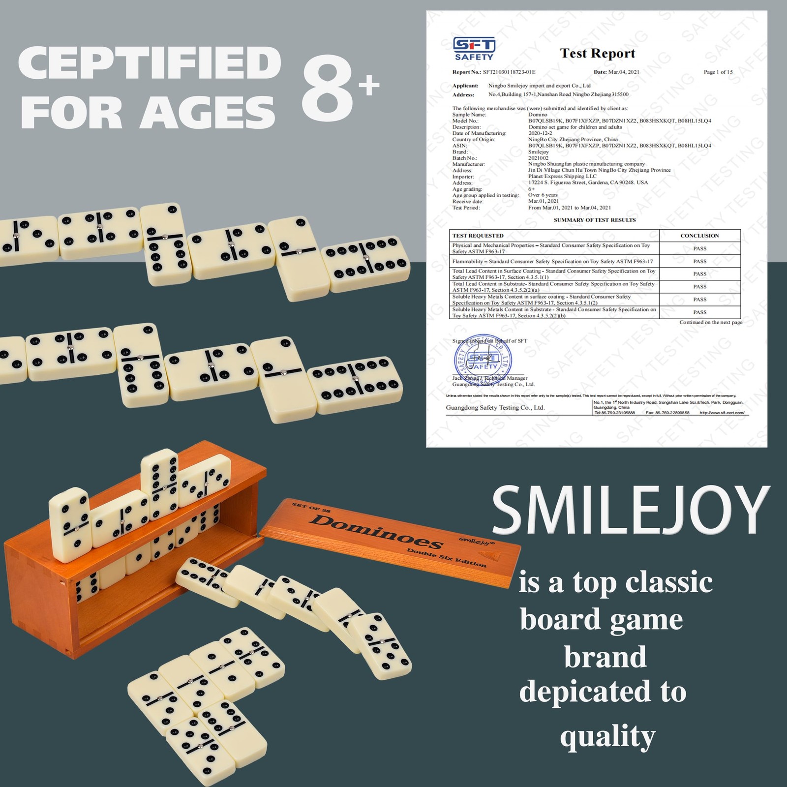 Dominos Set for Adults -Jumbo Size Dominoes Double Six Edition- Classic Board