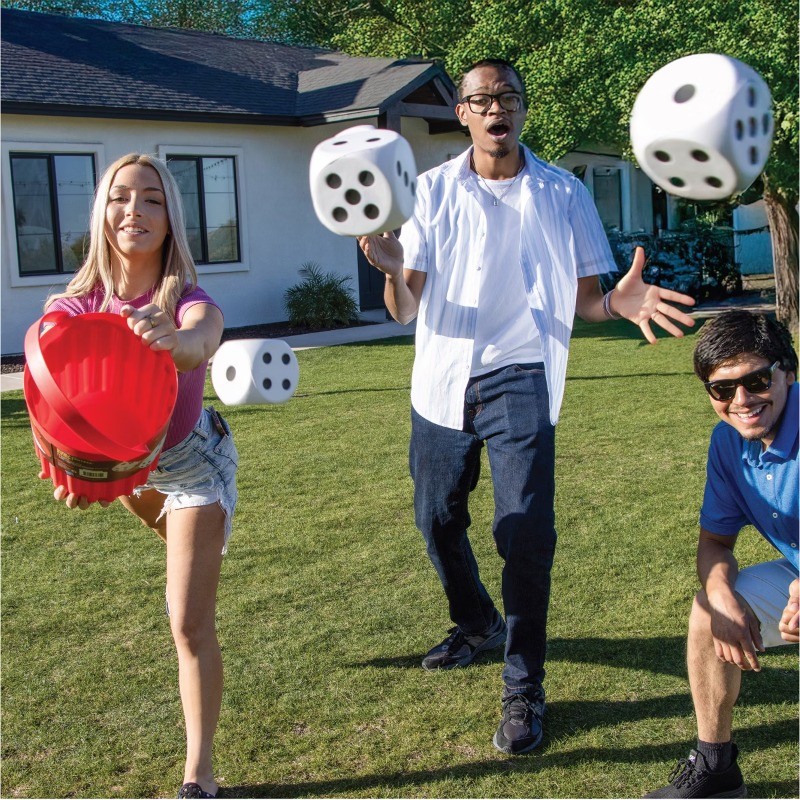 Giant Yahtzee Foam Dice Game with Storage Bucket & Dry Erase Scoreboard