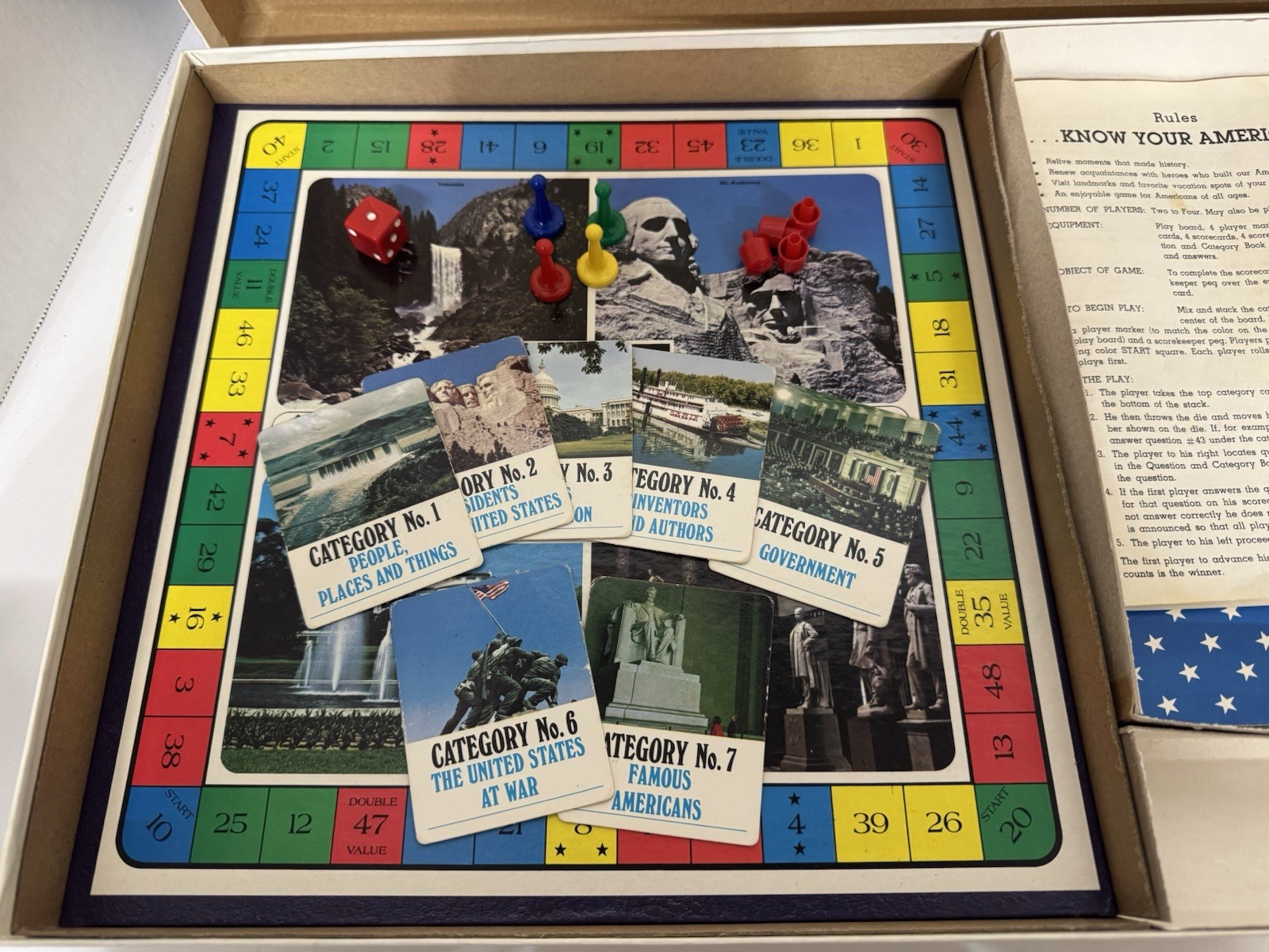 Vintage 1971 Cadaco Your America Board Game Patriotic History Complete in Box